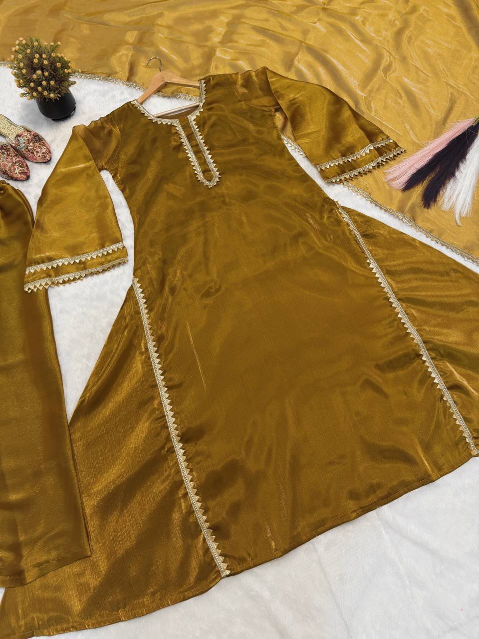 The Majestic Mustard Lustrous Gala Ensemble